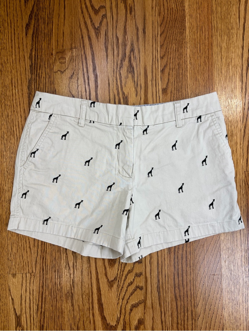 British Khaki 4" Khaki Shorts with Black Giraffe Embroidery (4)